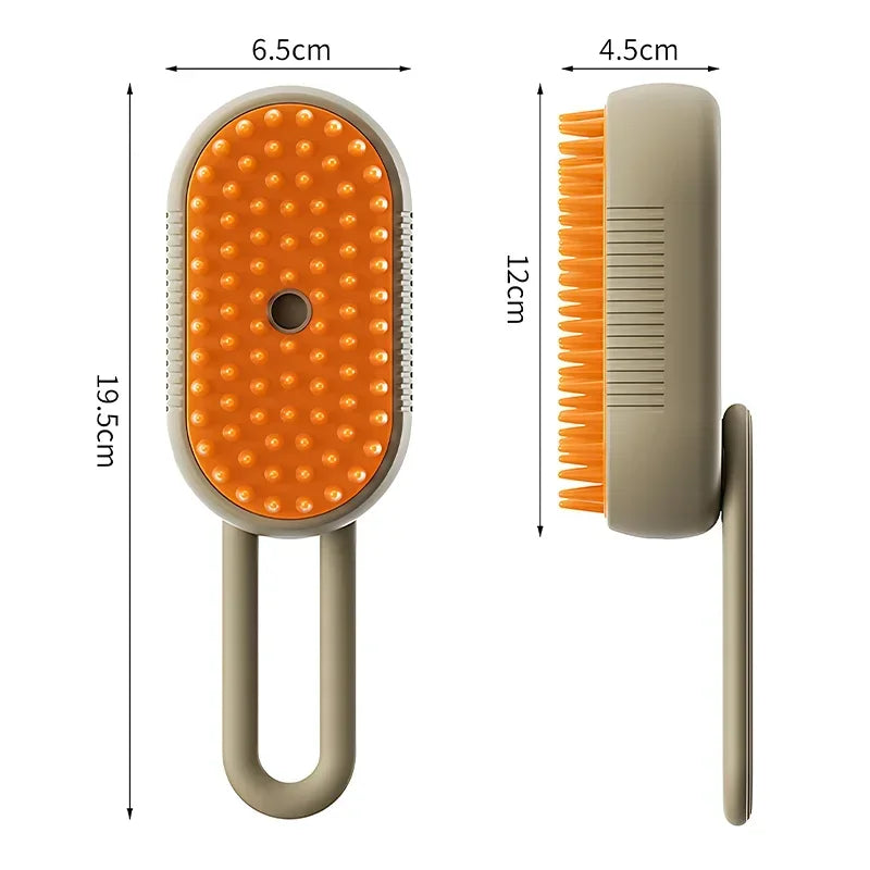 3-in-1 Electric Cat and Dog Steam Brush with Anti-Splashing Design, Steam Spray, and Grooming Comb for Effective Hair Removal and Massage