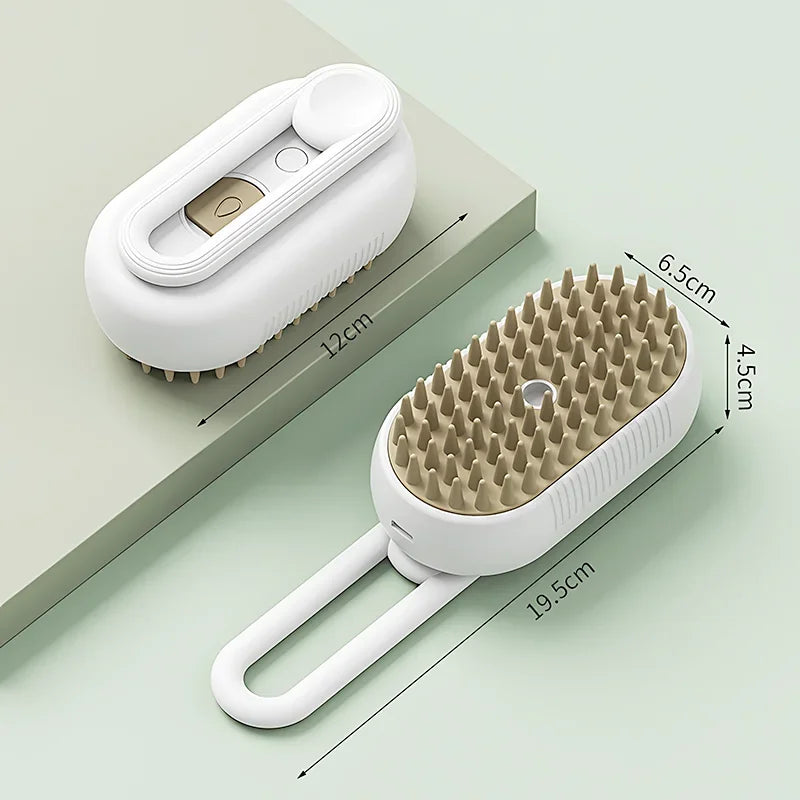 3-in-1 Electric Cat and Dog Steam Brush with Anti-Splashing Design, Steam Spray, and Grooming Comb for Effective Hair Removal and Massage
