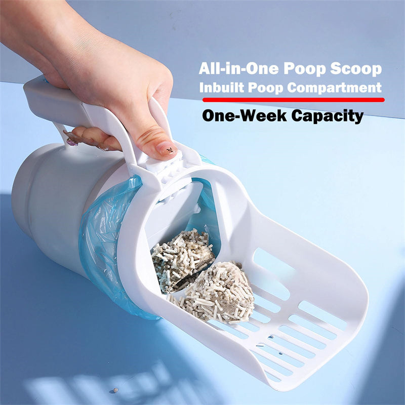Upgrade Widen Cat Litter Shovel Scoop with Refill Bags Large Cat Litter Box Self Cleaning Cat Waste Bin System Pet Supplies Pet Products