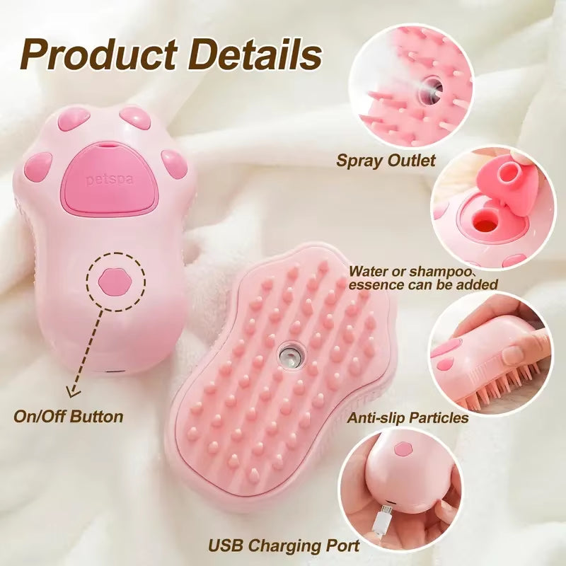 Cat Dog Massager Electric Cleaning Comb 3 in 1 Pet Cat Dog Steam Brush Electric Spray Brushes Pet Grooming Hair Removal Combs