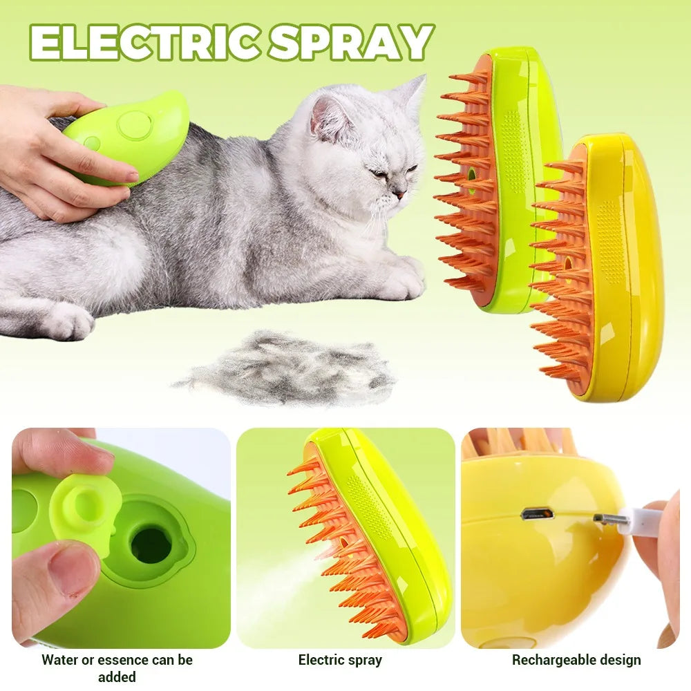 3 in 1 Electric Pet Brush Cat Steam Brush Dog Brush Spray Comb Cat Hair Brushes Massage Pet Grooming Hair Removal Combs