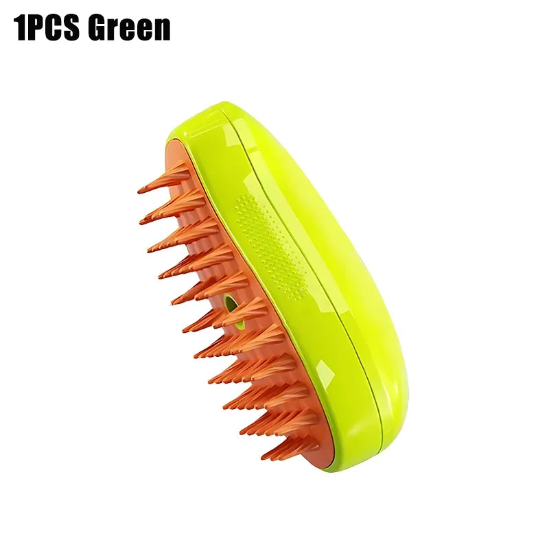 3-in-1 Electric Cat and Dog Steam Brush with Anti-Splashing Design, Steam Spray, and Grooming Comb for Effective Hair Removal and Massage