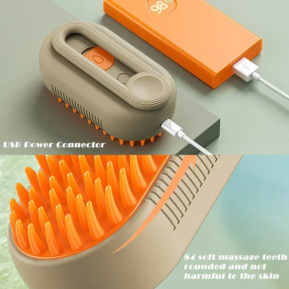 3-in-1 Electric Cat and Dog Steam Brush with Anti-Splashing Design, Steam Spray, and Grooming Comb for Effective Hair Removal and Massage