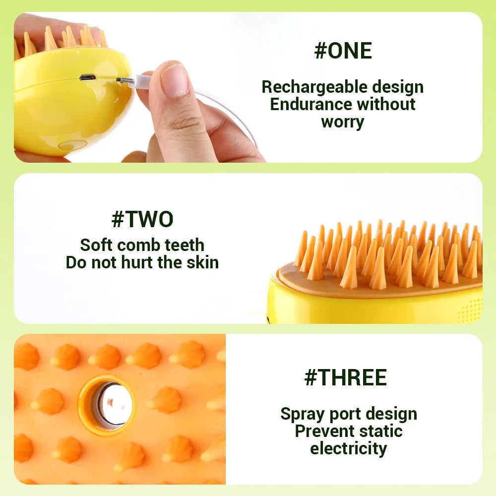 3 in 1 Electric Pet Brush Cat Steam Brush Dog Brush Spray Comb Cat Hair Brushes Massage Pet Grooming Hair Removal Combs