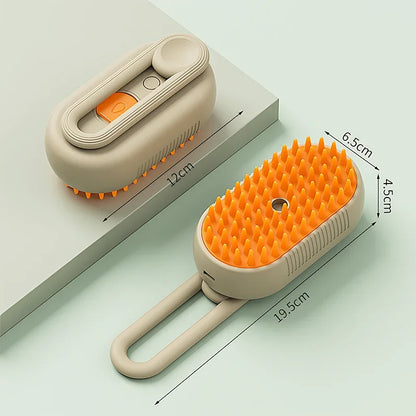 3-in-1 Electric Cat and Dog Steam Brush with Anti-Splashing Design, Steam Spray, and Grooming Comb for Effective Hair Removal and Massage